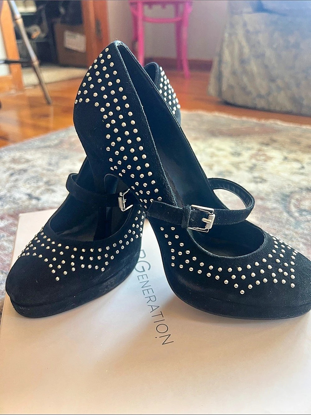 BCBGeneration Studded Mary Jane Heels Black US 6